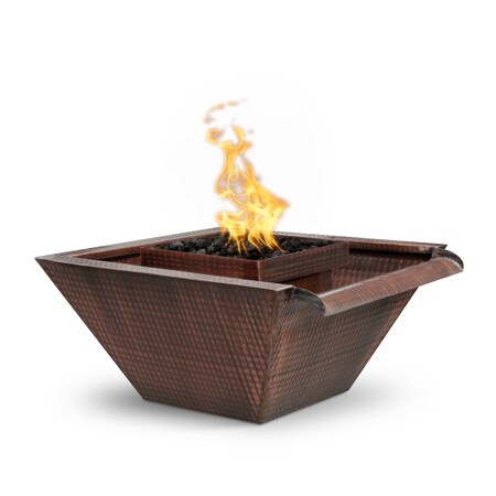 The Outdoor Plus 30 Square Maya Fire & Water Bowl - Copper - Match Lit - Natural Gas OPT-SQ30FWWS-NG